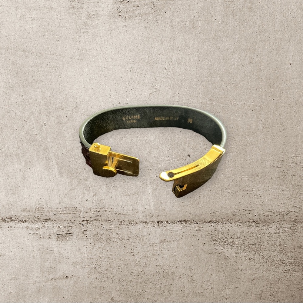 Celine Python Gold-Plated/ Brass Thin Cuff - image 5